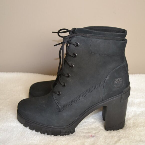 Timberland Lana Point Lace Up Chunky Heel Suede Leather Womens 9 Ankle Bootie - Picture 2 of 8